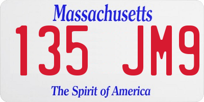 MA license plate 135JM9