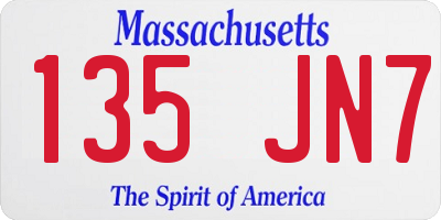 MA license plate 135JN7