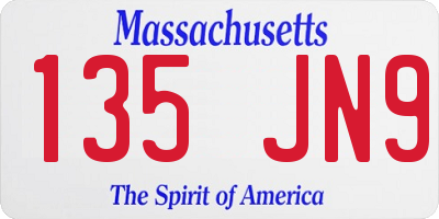 MA license plate 135JN9