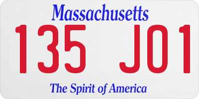 MA license plate 135JO1