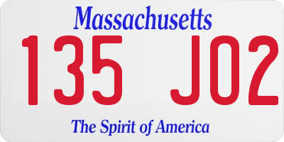 MA license plate 135JO2
