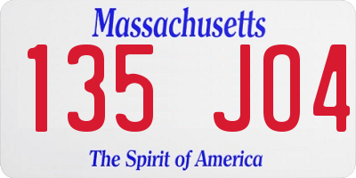 MA license plate 135JO4