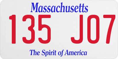 MA license plate 135JO7