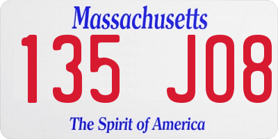 MA license plate 135JO8
