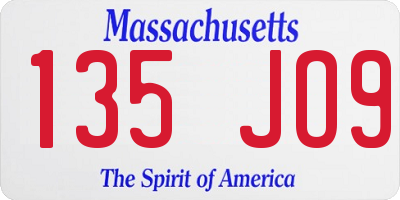 MA license plate 135JO9
