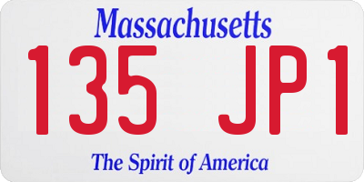 MA license plate 135JP1