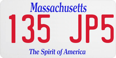 MA license plate 135JP5