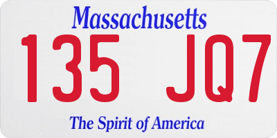 MA license plate 135JQ7