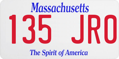 MA license plate 135JR0