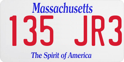 MA license plate 135JR3