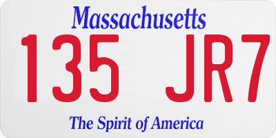 MA license plate 135JR7
