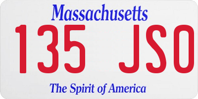 MA license plate 135JS0