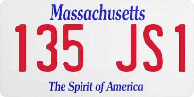 MA license plate 135JS1