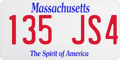 MA license plate 135JS4