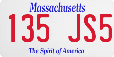 MA license plate 135JS5