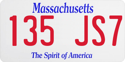 MA license plate 135JS7