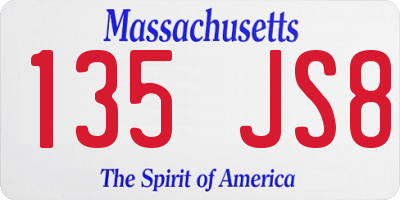 MA license plate 135JS8