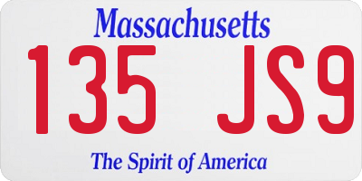MA license plate 135JS9