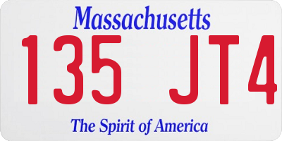 MA license plate 135JT4