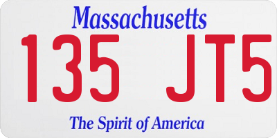 MA license plate 135JT5