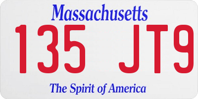 MA license plate 135JT9