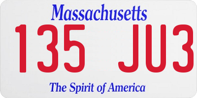MA license plate 135JU3