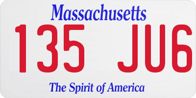 MA license plate 135JU6