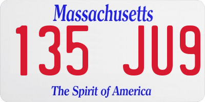 MA license plate 135JU9