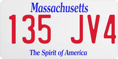 MA license plate 135JV4