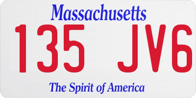 MA license plate 135JV6