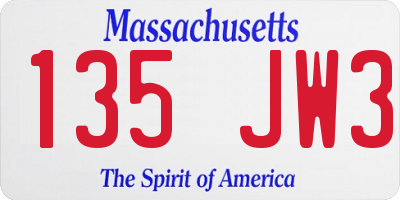 MA license plate 135JW3