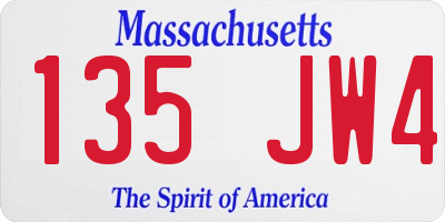 MA license plate 135JW4