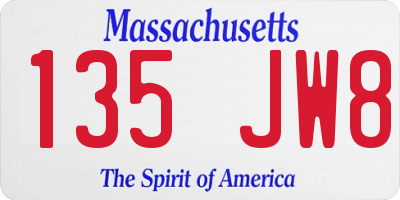 MA license plate 135JW8
