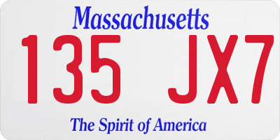 MA license plate 135JX7