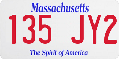 MA license plate 135JY2