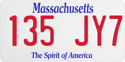 MA license plate 135JY7