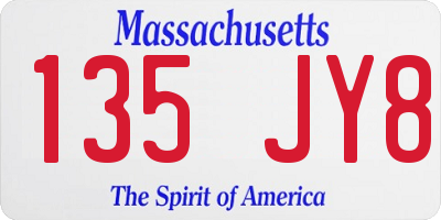 MA license plate 135JY8