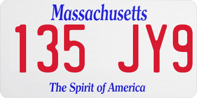 MA license plate 135JY9