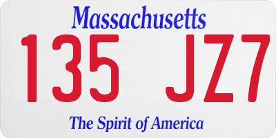 MA license plate 135JZ7