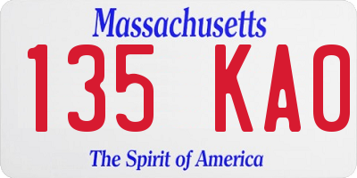 MA license plate 135KA0