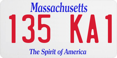 MA license plate 135KA1