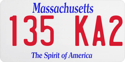 MA license plate 135KA2