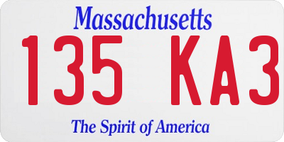 MA license plate 135KA3