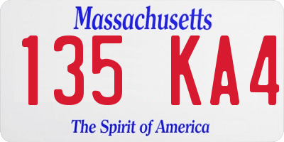 MA license plate 135KA4