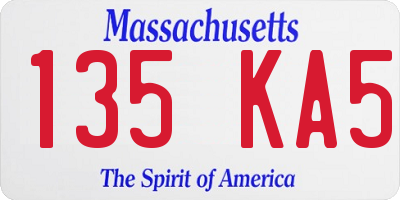 MA license plate 135KA5