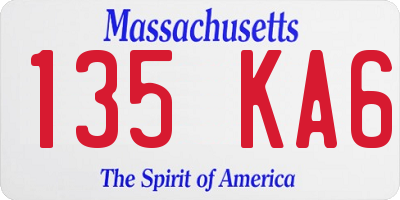 MA license plate 135KA6