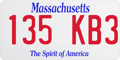 MA license plate 135KB3
