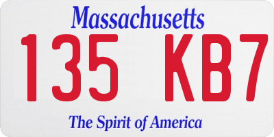 MA license plate 135KB7