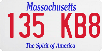MA license plate 135KB8