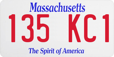 MA license plate 135KC1